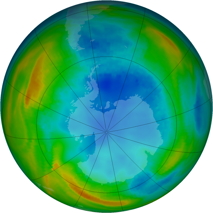 Antarctic ozone map for 07 August 1987